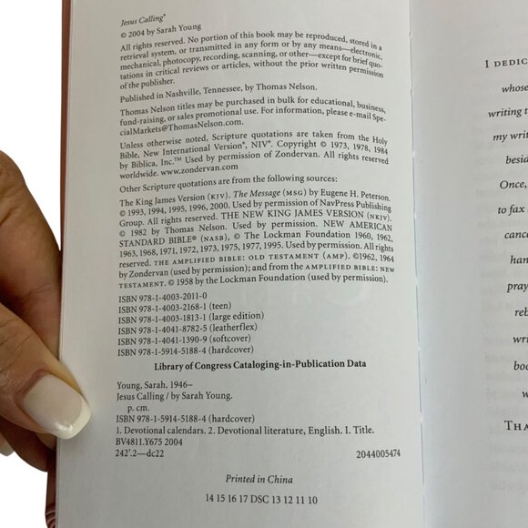 Jesus Calling: Enjoying Peace In His Presence By Sarah Young Pink LeatherSoft - Picture 4 of 4